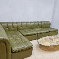 midcentury leather modular sofa modulaire bank groen leer