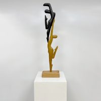 Vintage wooden abstract sculpture 'Duo dancing forever together'