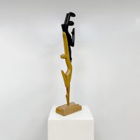 Vintage wooden abstract sculpture 'Duo dancing forever together'