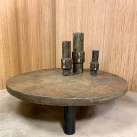 Vintage Brutalist design slate stone coffee table salontafel
