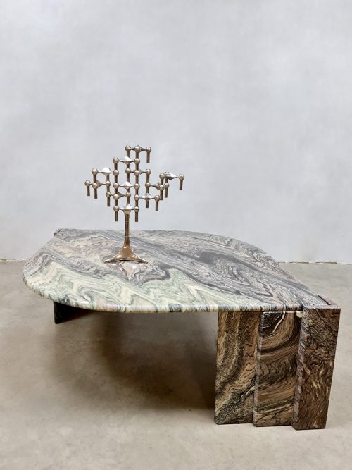 Midcentury design marble coffee table vintage marmeren salontafel Roche Bobois