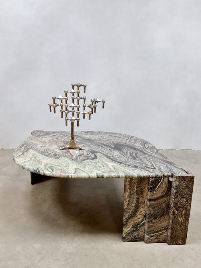 Midcentury design marble coffee table vintage Roche Bobois