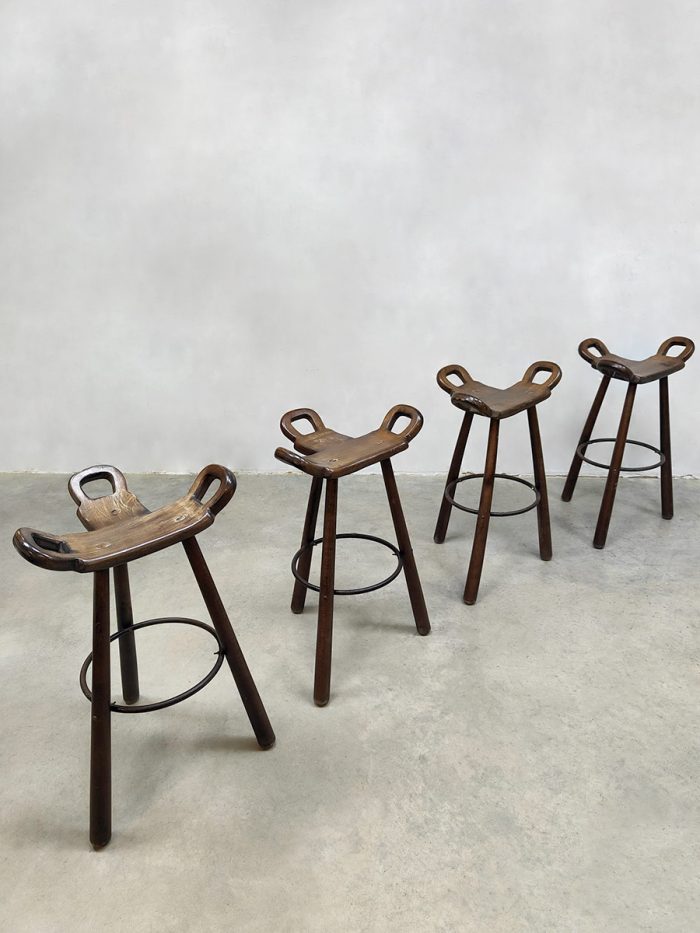 Midcentury brutalist Spanish barstools Marbella vintage Spaanse