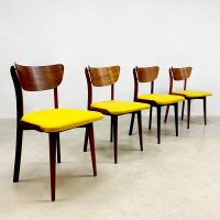 Midcentury Danish dining chairs 'Happy yellow' eetkamerstoelen