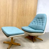 Vintage design swivel chair lounge fauteuil & ottoman Madsen & Schübel
