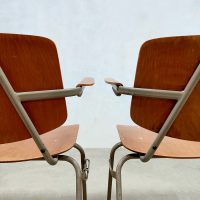 Vintage Dutch design Kho Liang Ie stackable chairs armrests stoelen model 305 CAR Katwijk 1957