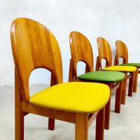Vintage Glostrup dining chairs green yellow eetkamer stoelen Niels Koefoed