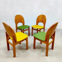 Vintage Glostrup dining chairs green yellow eetkamer stoelen Niels Koefoed