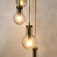 Midcentury Dutch brass pendant bulb cascade ceiling lamp hanglamp Raak maxi globe