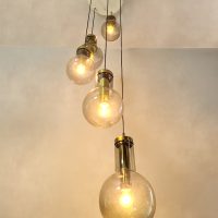 Midcentury Dutch brass pendant bulb cascade ceiling lamp hanglamp Raak maxi globe