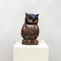 Brown vintage ceramic owl keramieken uil '70s 'collectable'