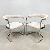 Seventies design chrome tubular dining chairs buisframe eetkamerstoelen