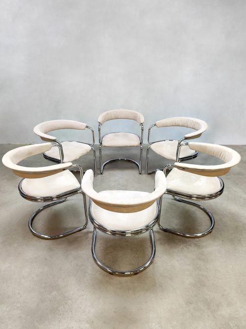 Vintage chrome tubular dining chairs