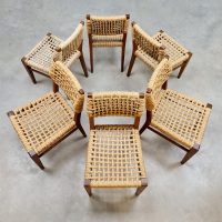 Midcentury design touwstoelen French woven rope chairs Adrien Audoux Frida Minet 1950s