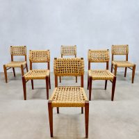Midcentury design touwstoelen French woven rope chairs Adrien Audoux Frida Minet