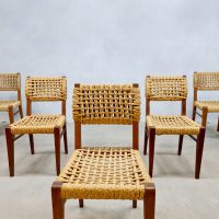 Vintage woven rope dining chairs touwstoelen Adrien Audoux & Frida Minet side chair