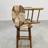Vintage Brutalist French rope stool touw kruk Wabi Sabiruk touw