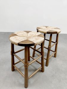 Vintage Brutalist French rope stool Wabi Sabi