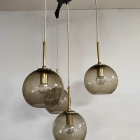 Vintage 70's cascade pendant 'Brass globes' hanglamp luster