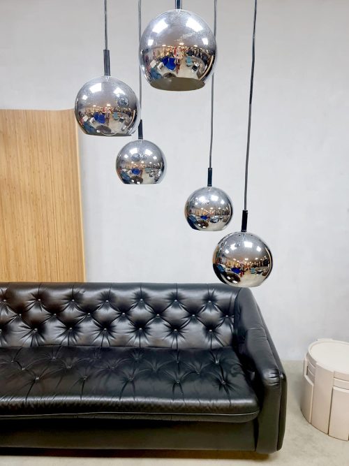 Vintage chrome cascade pendant '70's silver globes' hanglamp