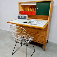 Midcentury design rattan cane cabinet desk secretaire rieten kast bureau