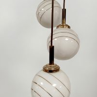 Seventies gold glass pendant lamp 'gouden' hanglamp chandelier regency glazen bollamp