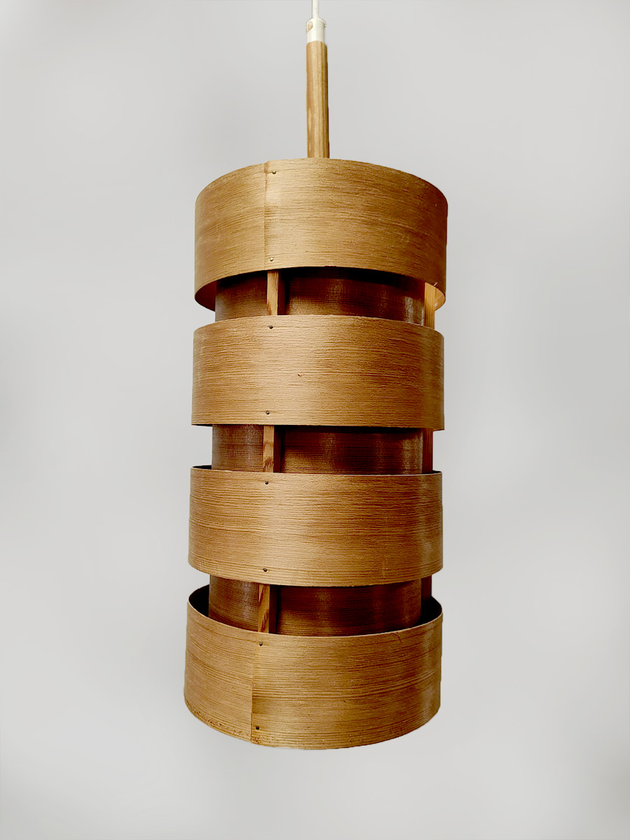 Vintage pine veneer pendant lamp houten hanglamp Hans-Agne Jakobsson