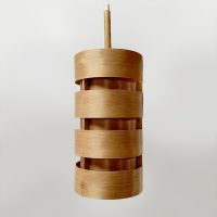 Vintage wooden pine veneer pendant lamp houten hanglamp Hans-Agne Jakobsson 1960s