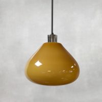 Vintage midcentury design yellow glass pendant hanglamp Holmegaard 1960's 1970's