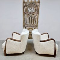 Art Deco style armchairs lounge fauteuils boucle