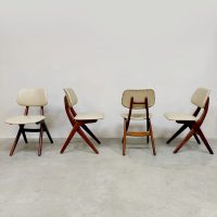 Vintage Nederlands design Louis van Teeffelen scissor dining chairs eetkamerstoelen Webe