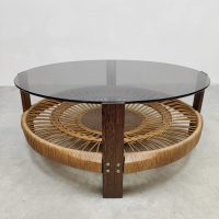 Midcentury design coffee table salontafel 'Rattan & Ropes'