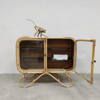 Vintage design rattan bamboe cabinet rotan kast1960 1950