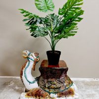 Vintage ceramic Camel side table plantstand plantentafel Kameel
