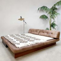 Vintage design leather sofa daybed double bed leren lounge bank bed 'Patchwork'