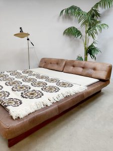 Vintage design leather sofa double bed daybed leren lounge bank bed 'Patchwork'