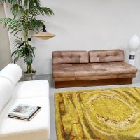 Vintage design leather sofa daybed leren lounge bank bed 'Patchwork'