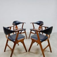Midcentury 'Cowhorn' dining chairs koehoorn eetkamerstoelen Louis van Teeffelen