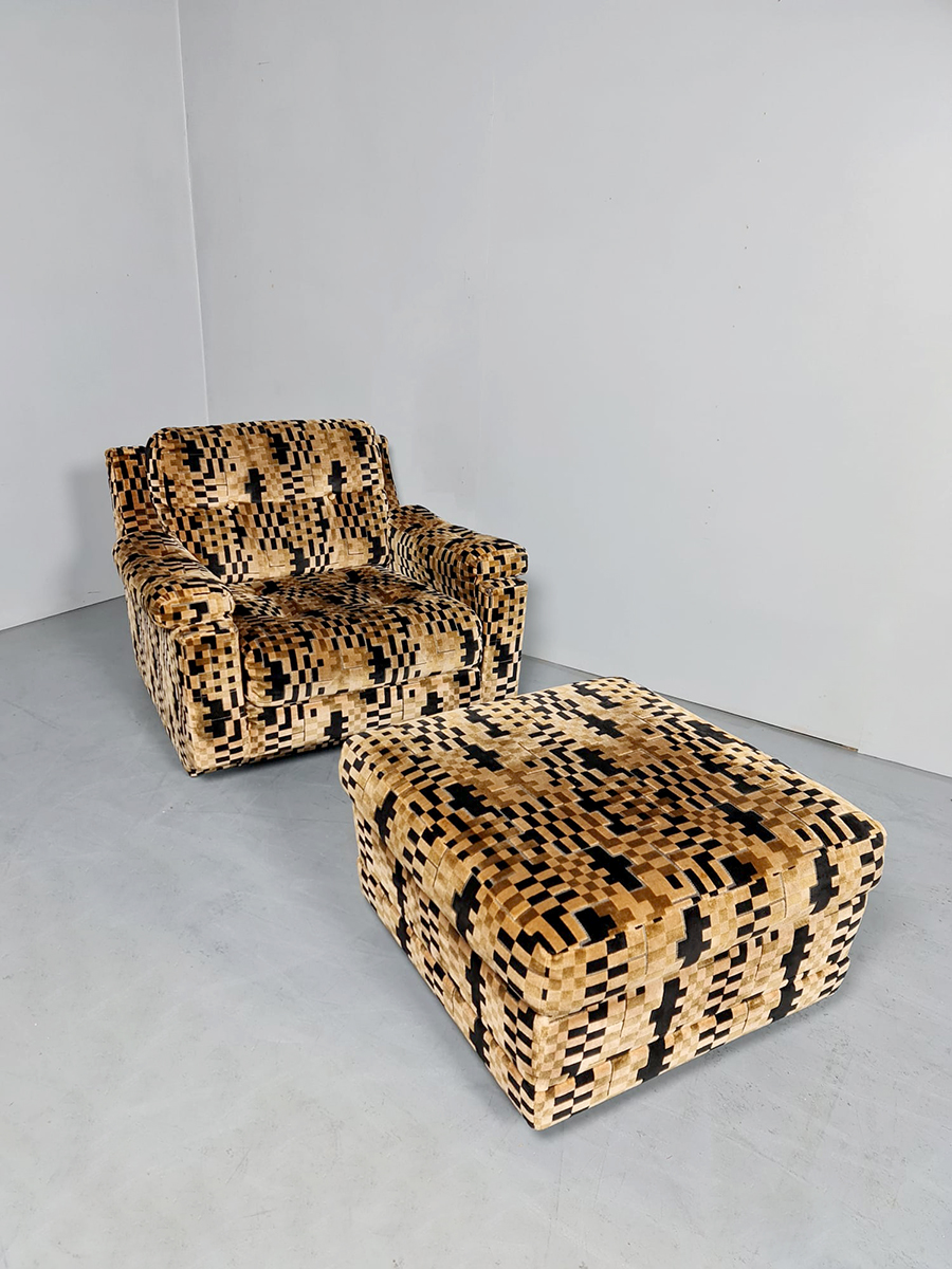 Vintage lounge set lounge chair fauteuil 'Geometric graphic dessin'