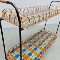 Vintage rattan trolley bar cart 'Sixties'