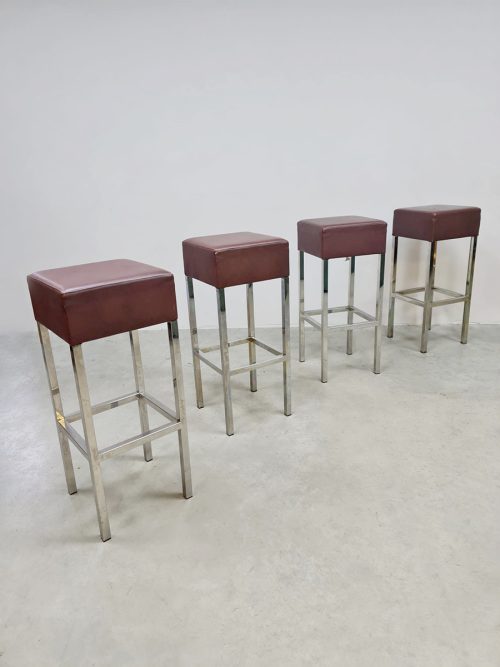 Vintage chrome barstools chromen barkrukken 'Minimalism'