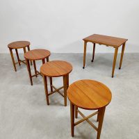 Vintage Poul Hundevad teak nesting tables houten bijzettafels Novy Domov 1960