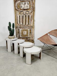 Vintage stackable nesting tables mimiset Gianfranco Frattini Cassina 1960s