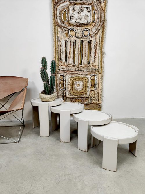 Vintage stackable nesting tables mimiset Gianfranco Frattini Cassina 1960s