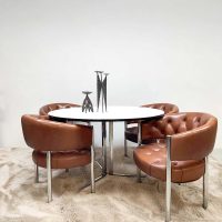 Vintage round dining table Mad men style