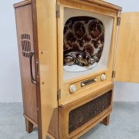 Midcentury Philips television TV cat house cabinet