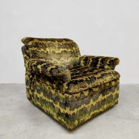 Midcentury design jaren 70 stoel chair vintage green print velvet velours