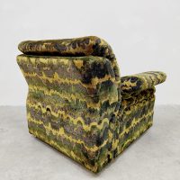 Midcentury seventies print velvet chair fauteuil 'Urban Jungle' green