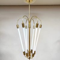 Art Deco brass scones cinema chandelier tubes 1930s