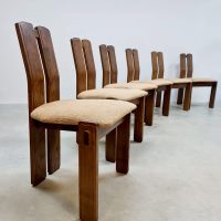 Midcentury oak dining chairs vintage eetkamer stoelen 'Brutalism'